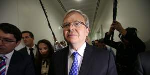 Kevin Rudd on June 26 after announcing that he would challenge Julia Gillard for the leadership.