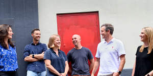 Airtree’s partners (from left to right) Jackie Vullinghs,John Henderson,Helen Norton,James Cameron,Craig Blair and Elicia McDonald in Surry Hills.