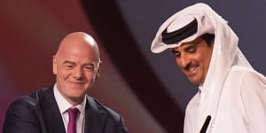 FIFA president Gianni Infantino and Emir of Qatar,Sheikh Tamim bin Hamad Al Thani.