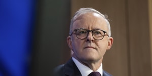 Prime Minister Anthony Albanese during his speech at the National Press Club.