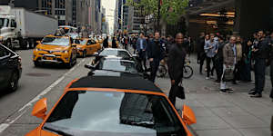 Images taken from Greg Dwyer’s social media feeds of Lamborghinis lined up at a bitcoin conference in Manhattan.