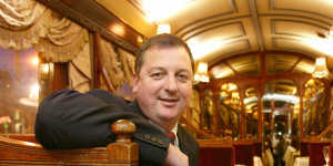 Colonial Tramcar Restaurant co-owner Craig Opie inside one of his trams in 2004.
