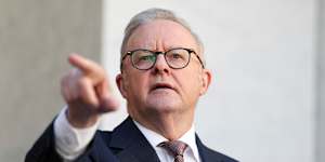 Prime Minister Anthony Albanese during a press conference at Parliament House this week.
