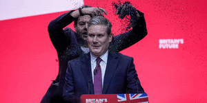 Protester showers Keir Starmer in glitter as he sets out prime ministerial vision