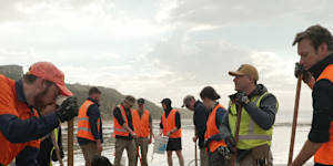 A team of scientists and construction battled the tide and weather to dig up an ancient whale fossil on Ocean Grove beach.