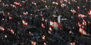 Lebanese protesters gathered in mourning near the port in Beirut a year after the explosion.