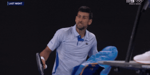 Novak Djokovic makes his feelings known during his first round match at the Australian Open in 2024.