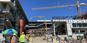 Heavy machinery is still being used at the new Brisbane South State Secondary College at Dutton Park,where more than 200 students are enrolled.