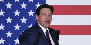 Florida Governor Ron DeSantis speaks to supporters after finishing a distant second to Donald Trump in the Iowa caucuses.