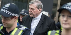 George Pell outside court last year.
