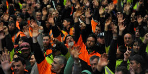 CFMEU members vote at a meeting in 2011.