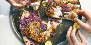National dish of Palestine:Chicken musakhan (sumac-scented roast chicken).