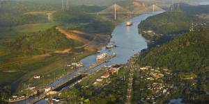 The Panama Canal runs north-west to south-east. 