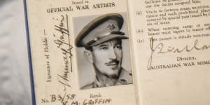 Murray Griffin’s Commonwealth government war artist permit. 