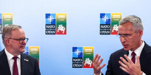 NATO boss Jens Stoltenberg thanked Australia for its support of Ukraine. 