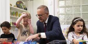 Prime Minister Anthony Albanese at a childcare centre in Canberra last year.
