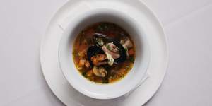 Borlotti bean soup with mussels.