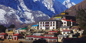 Tengboche monastery,Tengkangboche,Panayo Tippa and Bighera-Go Shar in the background,Nepal.