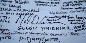 Signatories to the Uluru Statement alongside their nation.