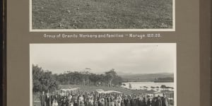 A group of Granite Town workers and residents in 1926. There were 250 employees from 13 nationalities in this now ghost town.