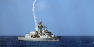 HMAS Toowoomba fires Evolved Sea Sparrow Missile