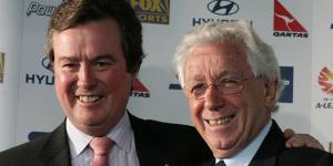 John O’Neill in 2005,during his time as chief executive of the Football Federation of Australia,pictured with then-FFA chairman Frank Lowy.