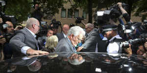 Guilty:Rolf Harris leaves the court after being found guilty of 12 counts of indecent assault.