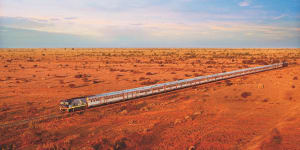 Better than a plane ... the Indian Pacific train rolls through the outback.