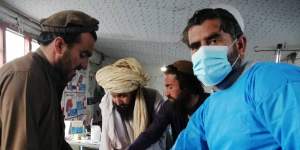 Earthquake victims from Kayani,Paktika,are treated in hospital.