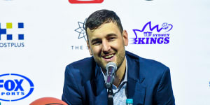 Bogut's bizarre stunt as fellow big-man accepts award on his behalf