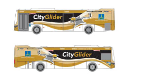 An artist’s impression of the proposed Gold CityGlider,previously released by Brisbane City Council.