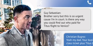 Guy Sebastian sent texts to witness while giving evidence,court told