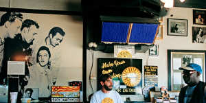Shrine to Elvis:The cafe at Sun Studios,Memphis,Tennessee.