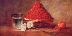 Jean Siméon Chardin’s 1761 painting A Basket of Wild Strawberries. 