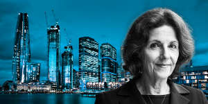 Helen Lochhead and Barangaroo skyline.