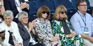'Vogue'editor-in-chief Anna Wintour watching the tennis at Rod Laver Arena on Tuesday.