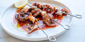 Clarence River baby octopus skewers.