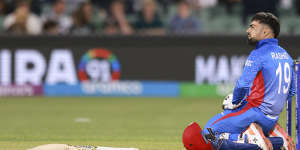 Rashid Khan during Afghanistan’s Twenty20 World Cup match against Australia this summer.