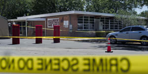 Robb Elementary School after a mass shooting in Uvalde,Texas.