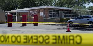 Robb Elementary School after a mass shooting in Uvalde,Texas.