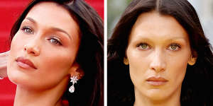 Before and after:model Bella Hadid. 