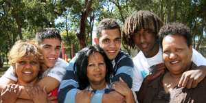 Mothers and sons:Michael Walters with Martha,Chris Yarran with Debbie and Nic Naitanui with Atetha,in 2008.