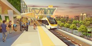 An artist’s impression of one of the stations along the Direct Sunshine Coast Rail Line.