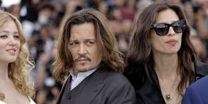 Pauline Pollmann,Johnny Depp and Maiwenn in Cannes on Wednesday. 
