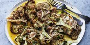 Three of Neil Perry's favourite things on a plate:artichokes,veal and prosciutto.