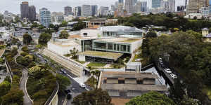 An aerial view of the Sydney Modern addition to the NSW Art Gallery.