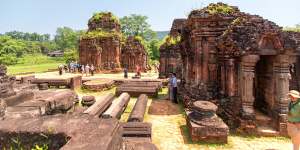 Remains of Hindu tower-temples at My Son Sanctuary,a UNESCO World Heritage site in Vietnam.