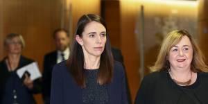 NZ Prime Minister Jacinda Ardern with Megan Woods,the minister overseeing New Zealand's quarantine response.