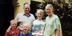 Graham and Gladys Staines with their children Philip (left),Timothy and Esther in 1998.
