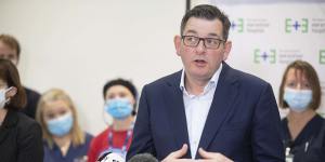 Premier Daniel Andrews at The Royal Victoria Eye and Ear Hospital on Sunday.